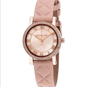 Michael Kors Petite Norie Blush Leather Watch